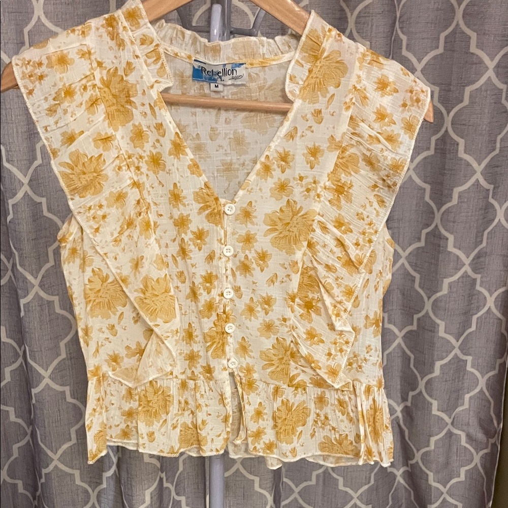Rebellion Yellow Floral Blouse